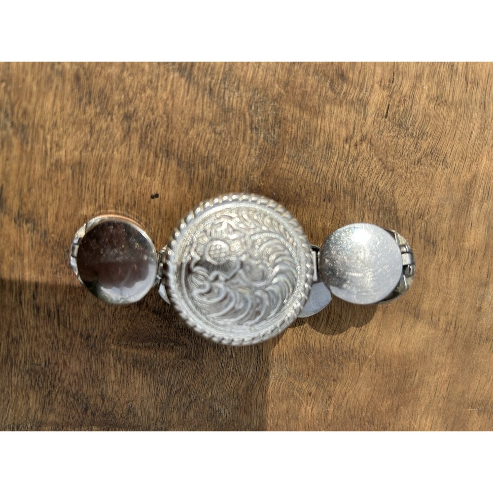 Western Concho Bracelet Watch Band Silver Tone Cowgirl Upcycled 7.5"